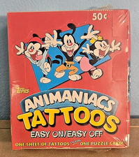 VTG 90s ANIMANIACS Topps 1995 Display & Box Tattoos SEALED Easy On/Easy Off picture