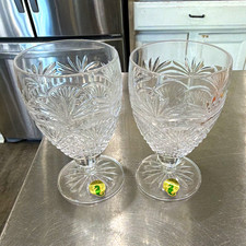 Waterford Crystal Clear Etched Crystal Round Wine Glasses Set of 2, For 2 picture