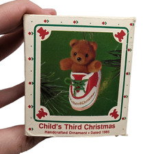 Vintage 1985 Hallmark Childs Third Christmas Ornament Teddy Bear Shoe picture