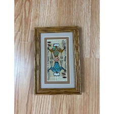 VTG Authentic Navajo Sandpainting Great Medicine Man by A. Chu Framed Indigenous picture