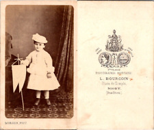 CDV Bourgoin, Niort, small child 2-3 years old in suit and white fur, wax picture
