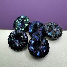 Vintage Buttons AB Black Glass Aurora Borealis Lot of 5 picture