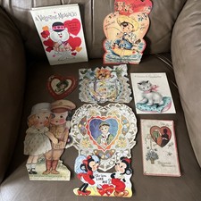 Vintage Antique Valentine's Day Cards Lot Valentines Glitter picture