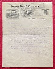 FULTON BAG & COTTON MILLS, ATLANTA, GA 1904 APPRAISAL LETTER FOR FIRE INSURANCE picture