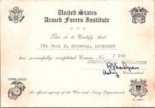 1940s United States Armed Forces Institute Aeronautical Navigation Certificate picture