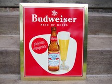 Vintage 1950's BUDWEISER Tin Over Cardboard Advertising Beer Sign Anheuser NOS picture