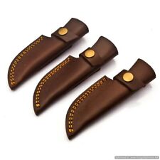 LOT OF 3 Custom Handmade Vertical Knife Leather Sheaths For Right Handed Person picture