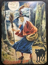 Halloween Wall Decor VINTAGE STYLE Spooky Die Cut Cardboard 5.5 X 7.5” picture