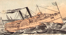 1890s Victorian Trade Card Cape Cod Steamboat Going Into Provincetown Harbor picture