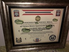 82ND AIRBORNE DIVISION COMMEMORATIVE SERVICE MEDAL CERTIFICATE ~ Type 1 picture