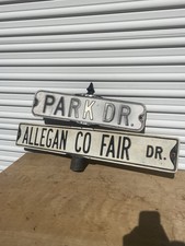 Vintage Street Sign Double Sided Embossed 4way Corner Intersection picture