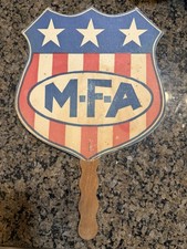 Vintage MFA Insurance Advertising Hand Fan Columbia Missouri Shield Logo MCM picture