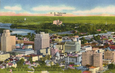 Shreveport Lousiana U.S. Veterans Hospital Downtown Aerial View c1940 Postcard picture