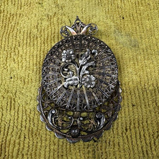Vintage Ornate Double Photo Locket. picture