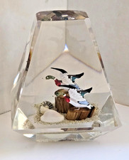 Vintage Alessandro Albrizzi Wild Duck Geese In Lucite Obelisk Clear Paperweight picture