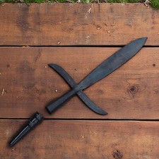 Hand Forged Medieval Japanese Spearhead WITH BUTT CAP picture