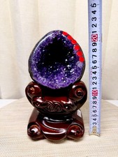 6.6lb Natural Rare Amethyst Money Bag Quartz Crystal Specimen Healing+Bracket picture