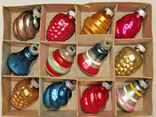 Lot VTG Glass BERRY TWISTER BELL TORNADO Drop Christmas Ornaments Shiny Brite picture