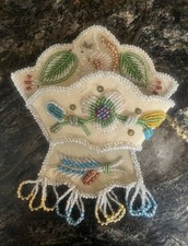 Iriquois Beaded Antique Whimsy Whisk Broom Holder with Squirrel Flowers picture