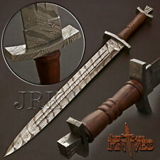VIKING SWORD, CUSTOM MADE HAND FORGED DAMASCUS STEEL, BATTLE READY DAGGER- JRK72 picture