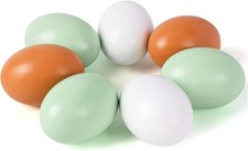 7 Pcs Wooden Fake Eggs, 3 Colors Wood Eggs for Crafts Fake Chicken Eggs Nesting picture