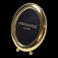 Vintage Solid Brass Oval Picture Frame Carr International Footed Gold Tabletop picture