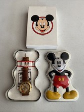 Vintage 1990s Disney Time Works Mickey Mouse 3D Castle Watch With Tin picture