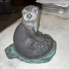 VINTAGE RETRO OTTER / OTTERS FIGURINE-MID-CENTURY MOD. CERAMIC POTTERY DISPLAY picture