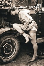 1920s Flapper Woman 💙 Vintage Car - 4x6 Photo - Flapper Era Fashion picture