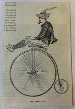 1895 magazine engraving ~ A BICYCLE TEN YEARS AGO in 1885 picture