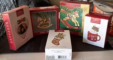Lots of 5 misc. Vintage Christmas ornaments Hallmark & Heirloom picture