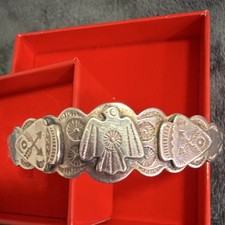 Vintage Native American US Stamped Silver Cuff Bracelet Thunderbird Motif picture