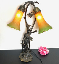 Art Nouveau - Lily Bronze Blind Lady of Justice Figural Table Lamp picture