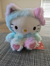Sanrio Hello Kitty Sitting 6.3” Marble Boa Plush Pastel Rainbow Tie-dye Plush picture