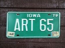 1979 Iowa Art 65 Vanity Expired Collectible License Plate Car Tag picture
