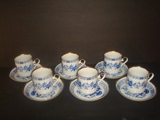 ROYAL FRANCONIA SET (6) BLUE ONION DEMITASSE ESPRESSO CUPS &SAUCERS,DANBURY MINT picture