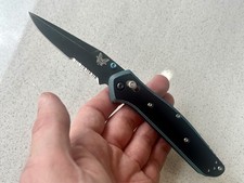 GENUINE Benchmade Osborne 943S Serrated, DISCONTINUED, Ti Harw. + BLK Blue G10 picture