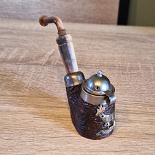 Vintage Alpine Hunting Pipe Standard Old Briar Lidded Tyrolean Bavarian Stag picture