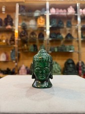 Malachite Buddha Head Figurine, Green Stone Buddha Statue, 298 g picture