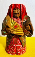 VTG Japanese Wood Carving  Doll Hand Painted Figurine picture