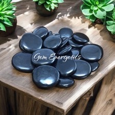 Shungite Palm Stone Polish Shungite Smooth Stone EMF Protection Shungite Crystal picture