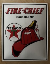 TEXACO FIRE CHIEF GASOLINE Porcelain Sign Gas Station Domed Sign GAS OIL picture