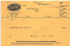1924 Peck & Hills Furniture Co. NYC Billhead Invoice picture