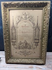 Antique 1899 German Baptism Certificate Framed Religious Print Victorian picture