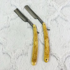 Antique Straight Razors Set of 2 Wadsworth Wilbert Yellow Handles Art Nouveau picture
