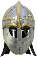 Val grade 16 Gage Steel Brass Helmet Medieval Viking Crusader Helmet Collectible picture