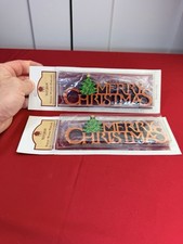 Lot 2 Vtg Walnut Hollow Merry Christmas Wood Sign NOS Holiday Decor Plaque picture