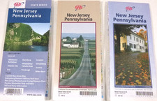 Vintage 1999-2001 AAA New Jersey & Pennsylvania Folding Maps-(3) Travel Maps picture
