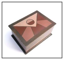 CRAFTSMAN STUDIOS  Laguna Beach CA, Handmade Copper, Wood & Enamel Box, c1930 picture