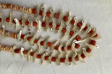 VTG Native American Zuni Heishi Beads 50 Carved Mother Of Pear Birds 27”necklace picture